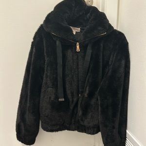 Black fur bomber
